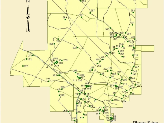 Map of the Repeat Photography stations on the SRER