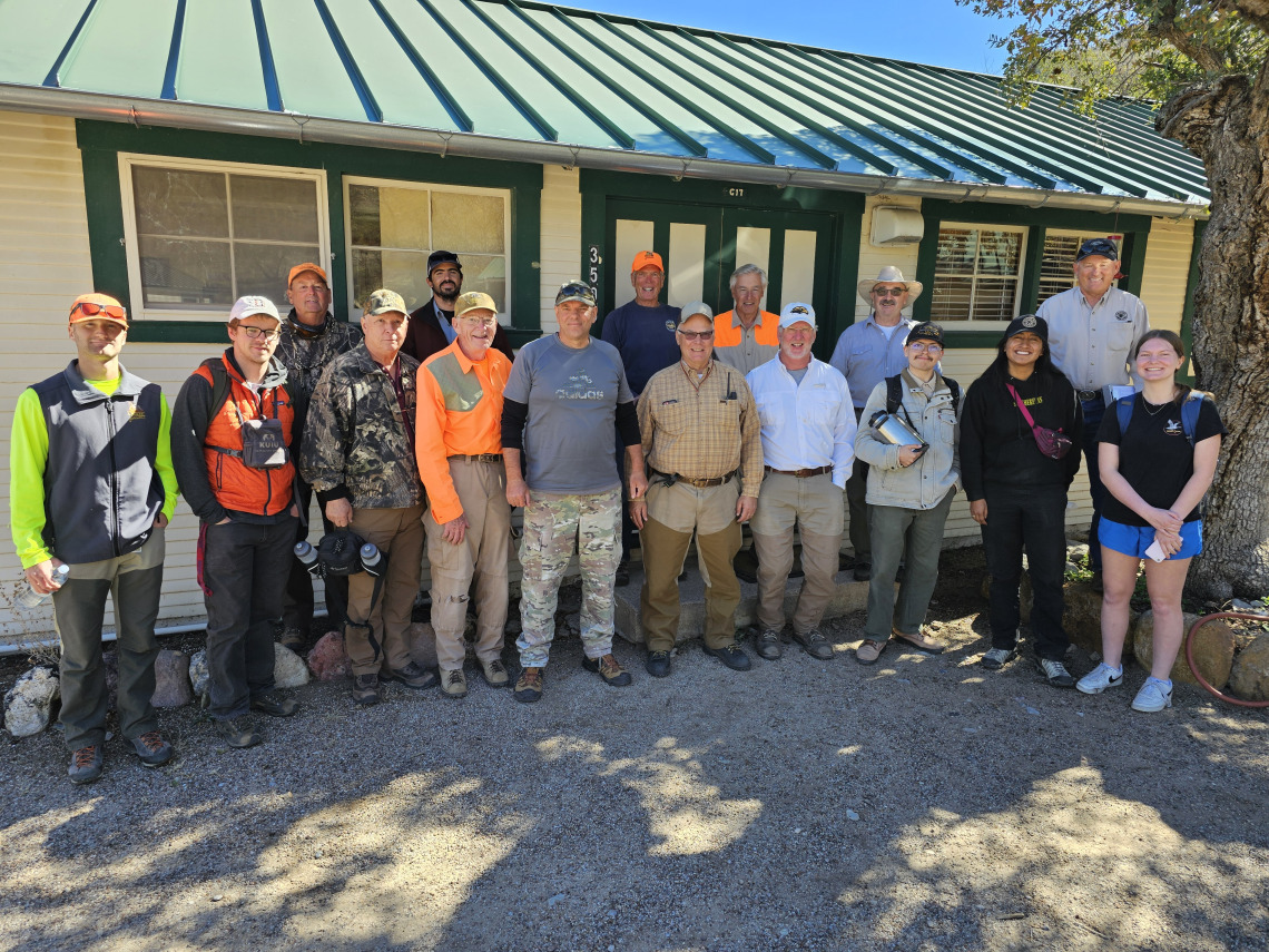 Representatives from the Southern Arizona chapter of Quail Forever, UA Santa Rita Experimental Range, UA Wildlife Ecology and Management, and Arizona Game and Fish Department standing in front of the conference room at the Florida Station