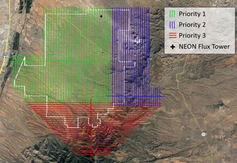 NEON’s airborne remote sensing flight priority boxes at SRER