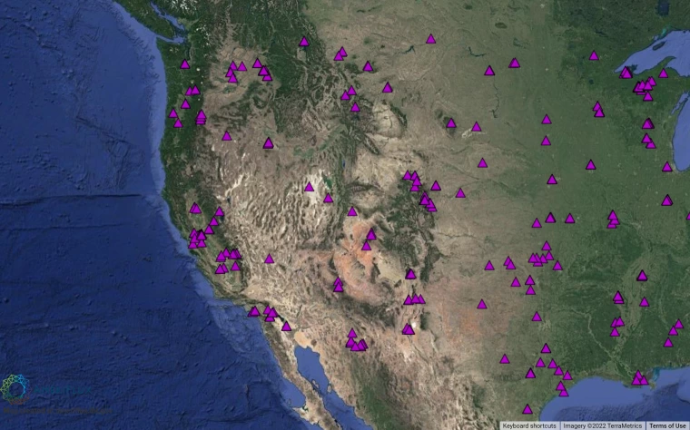 Custom map generated from https://ameriflux.lbl.gov/about/about-ameriflux/